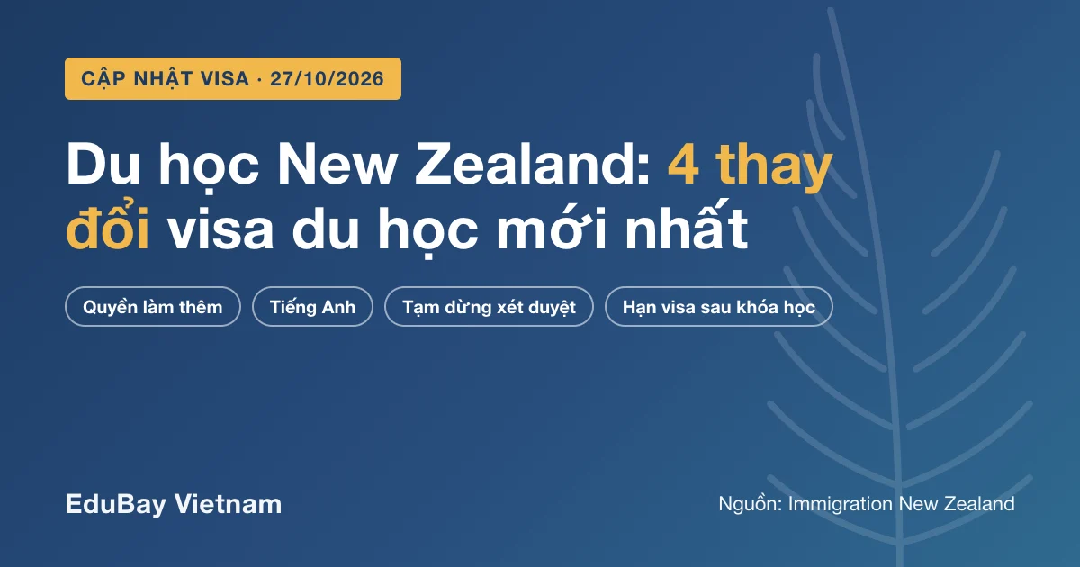 4 thay đổi visa du học New Zealand từ 27/10/2026: quyền làm thêm, tiếng Anh, tạm dừng xét duyệt, hạn visa sau khóa học